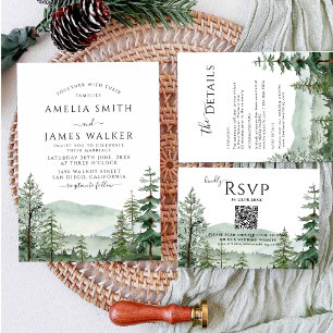 Rustic Mountain Woodland Outdoor Forest Wedding I Invitation