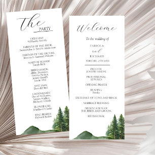 Rustic Mountain Woodland Wedding Program Card
