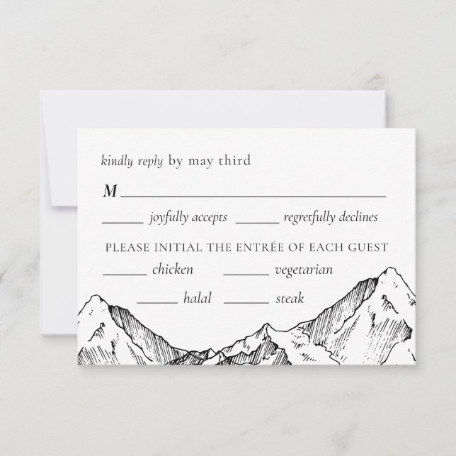 Rustic Mountain Woodland Wedding RSVP Card (Front)