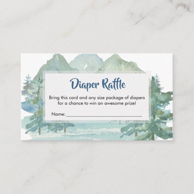 Rustic Mountains Adventure Baby Diaper Raffle Enclosure Card (Front)