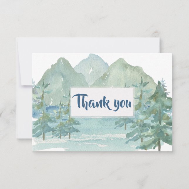 Rustic Mountains Adventure Baby Shower Thank You  (Front)