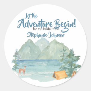 Rustic Mountains Adventure Bridal Shower  Classic Round Sticker