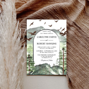 Rustic Mountains and Pine Tree Forest Wedding Invitation
