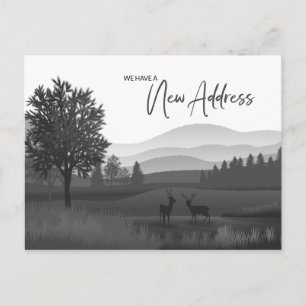 Rustic Mountains Deer Change Address New Home Postcard