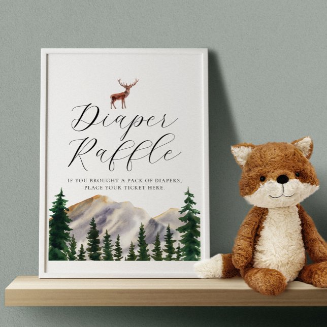 Rustic Mountains Deer Diaper Raffle Sign (Creator Uploaded)