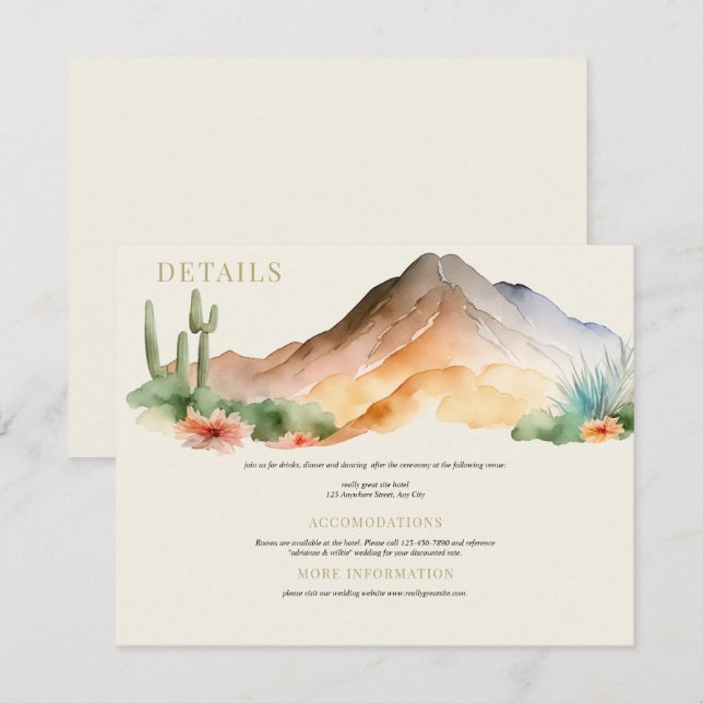 Rustic Mountains | Desert Wedding Enclosure Card (Front/Back)
