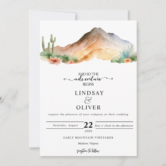 Rustic Mountains | Desert Wedding Invitation (Front)
