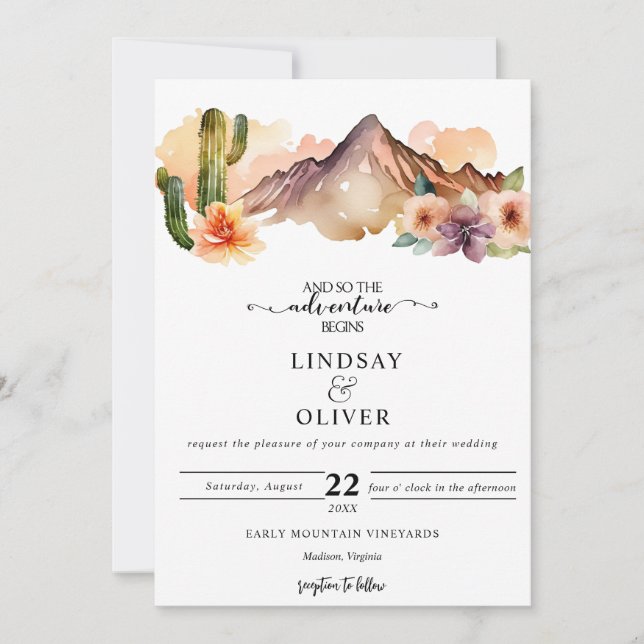 Rustic Mountains | Desert Wedding Invitation (Front)