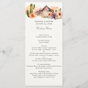 Rustic Mountains Desert Wedding Reception Menu