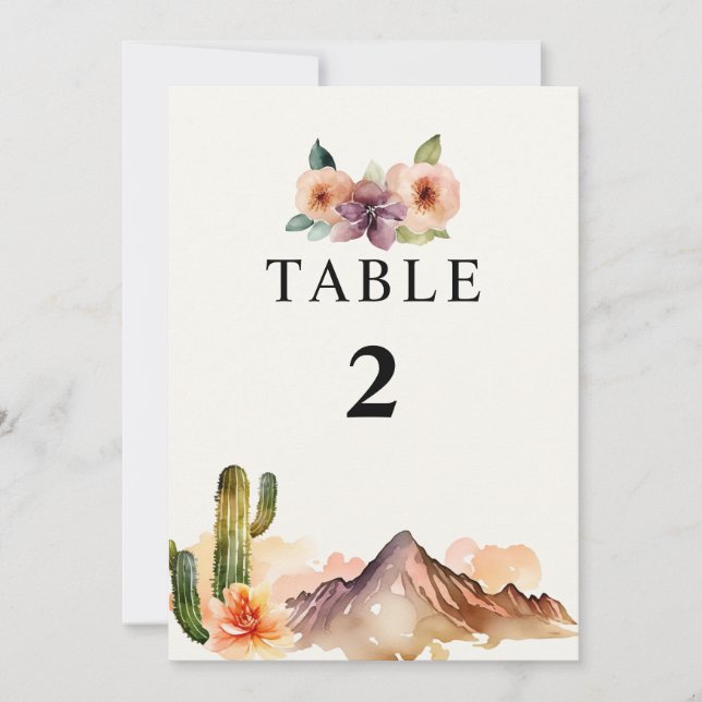 Rustic Mountains | Desert Wedding Table Number (Front)