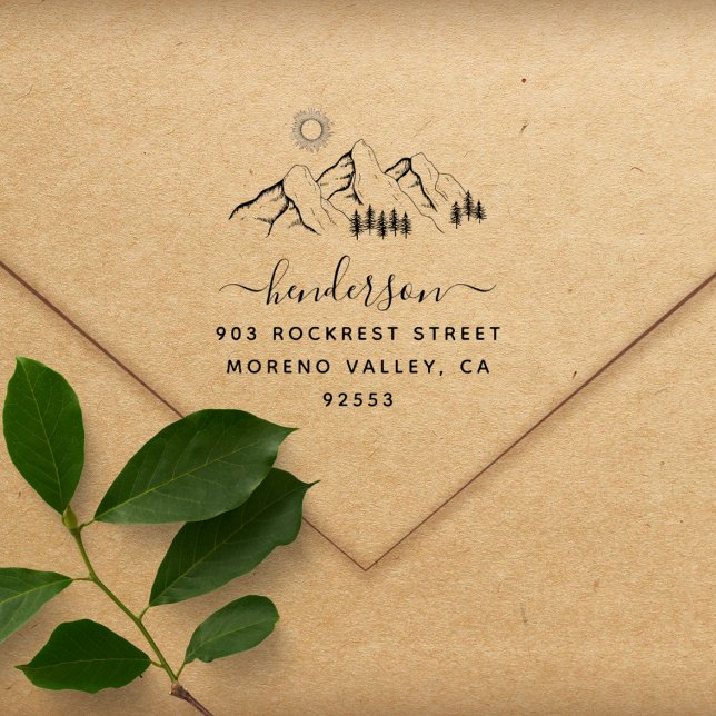 Rustic Mountains Family Return Address Rubber Stamp (Creator Uploaded)