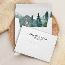 Rustic mountains forest envelopes for 5x7 card