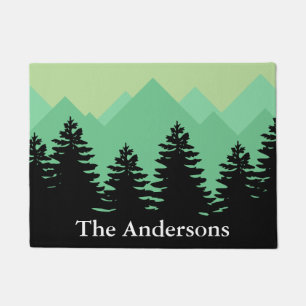 Rustic Mountains & Forest Silhouettes Doormat