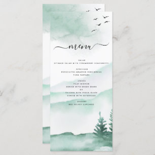 Rustic Mountains Forest Watercolor Modern Menu