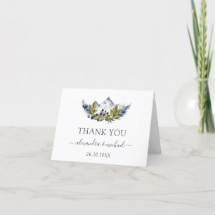 Rustic Mountains Forest Watercolor Modern Thank You Card