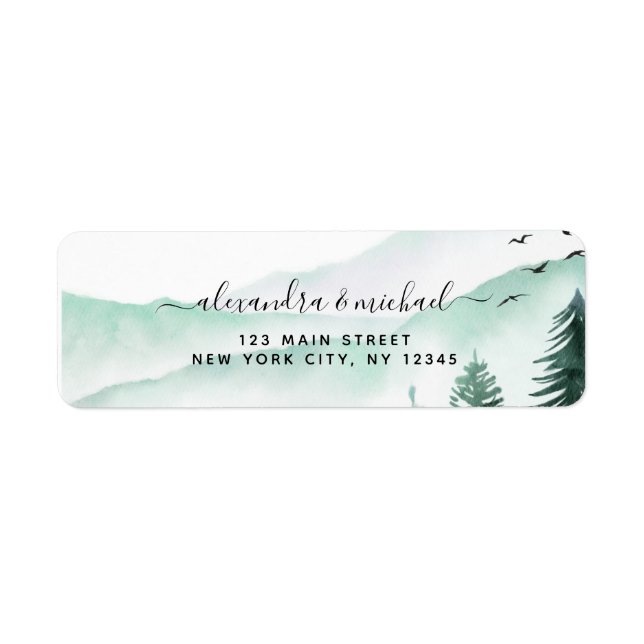 Rustic Mountains Forest Watercolor Wedding (Front)