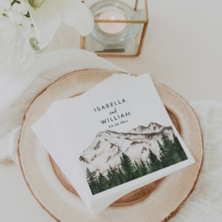 Rustic Mountains Forest Wedding Napkin