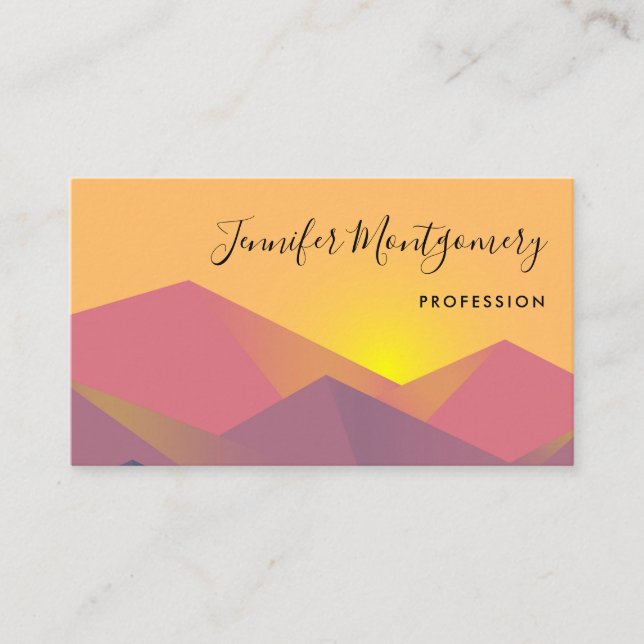 Rustic Mountains Geometric Minimalist Business Card (Front)