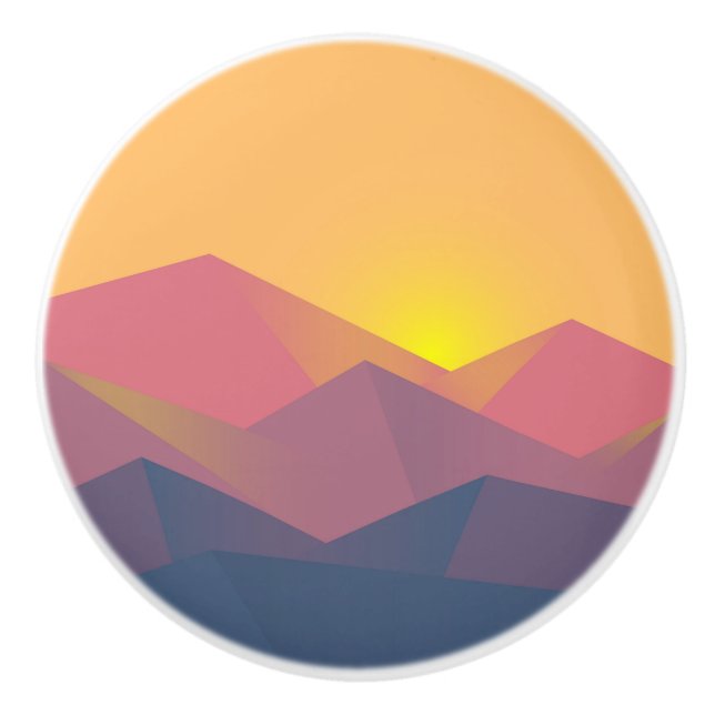Rustic Mountains Geometric Minimalist Ceramic Knob (Front)