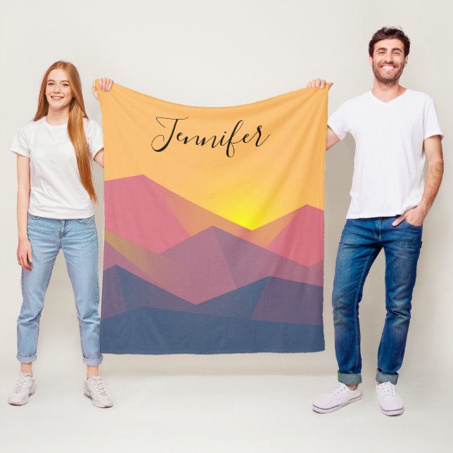 Rustic Mountains Geometric Minimalist Fleece Blanket (In Situ)