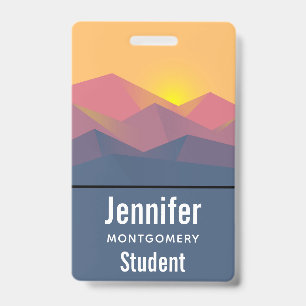 Rustic Mountains Geometric Minimalist ID Badge