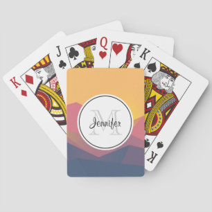 Rustic Mountains Geometric Minimalist Monogram Playing Cards