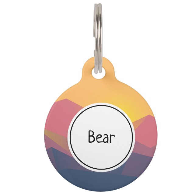 Rustic Mountains Geometric Minimalist Pet Tag (Front)
