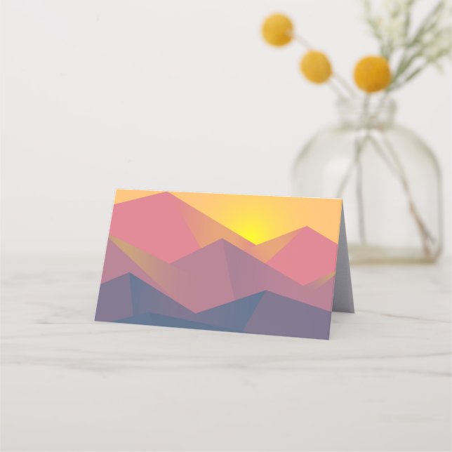 Rustic Mountains Geometric Minimalist Place Card (Front)