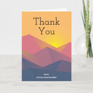 Rustic Mountains Geometric Minimalist Thank You Card