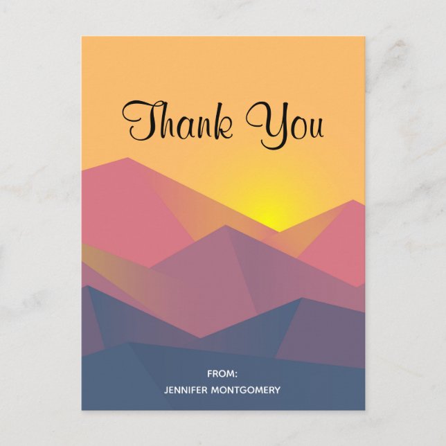 Rustic Mountains Geometric Minimalist Thank You Postcard (Front)
