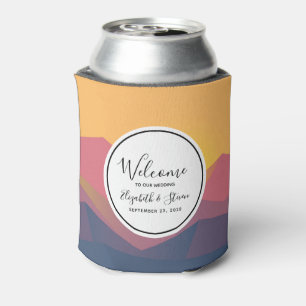 Rustic Mountains Geometric Minimalist Wedding Can Cooler