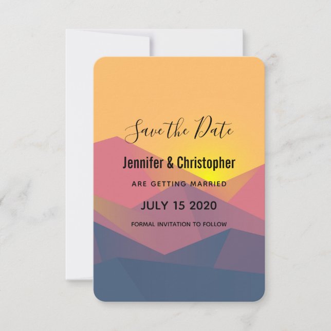 Rustic Mountains Geometric Minimalist Wedding Save The Date (Front)