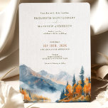 Rustic Mountains Lake Fall Winter Wedding Invitation<br><div class="desc">Invite your guests to a wedding with a view that will take their breath away with our Wedding Invitation. This beautifully crafted invitation showcases a watercolor vista of majestic mountains and a peaceful lake, surrounded by a forest ablaze with autumnal colours. The palette is a harmonious blend of fiery oranges...</div>