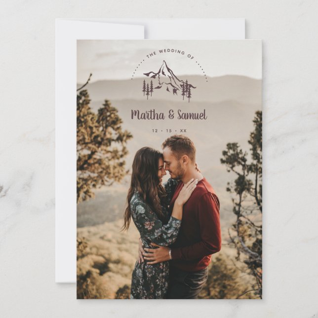 Rustic Mountains Landscape Romantic Photo Wedding Invitation (Front)