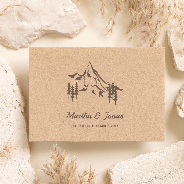 Rustic Mountains Landscape Wedding Monogram Rubber Stamp (Creator Uploaded)