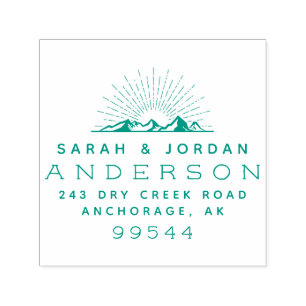 Rustic Mountains Married Couple Return Address Self-inking Stamp
