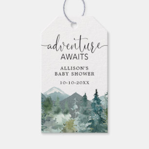 Rustic mountains outdoor theme forest woods favour gift tags