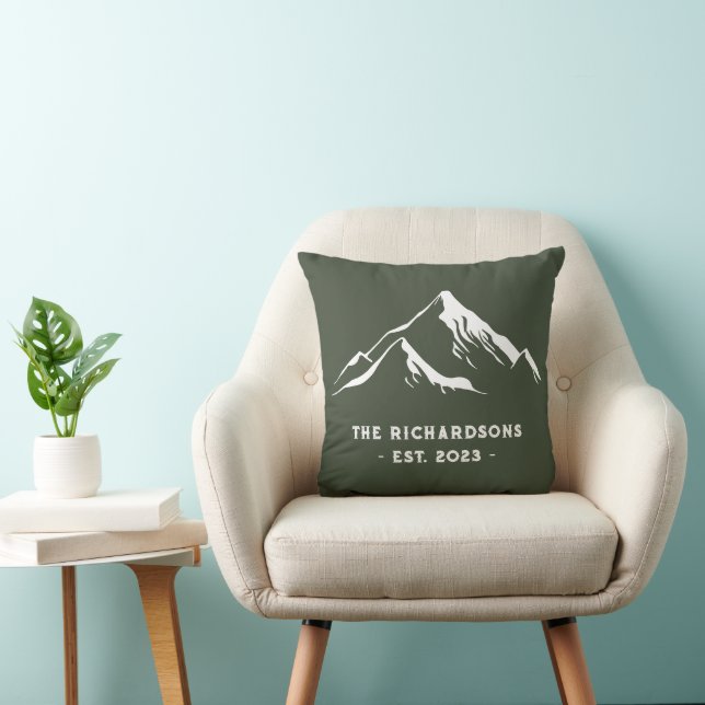 Rustic Mountains Personalised Family Name Lake Ski Cushion (Chair)