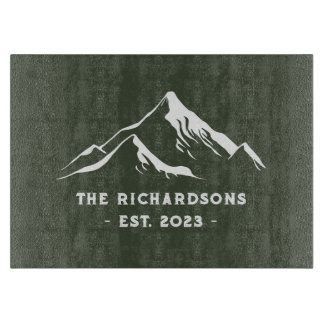 Rustic Mountains Personalised Family Name Lake Ski Cutting Board
