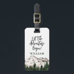 Rustic Mountains Personalised Luggage Tag<br><div class="desc">Watercolor mountains painting custom name luggage tag.</div>