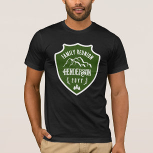 Rustic Mountains Pine Green Shield Family Reunion T-Shirt