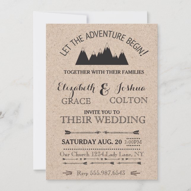 Rustic Mountains Wedding Invitation (Front)