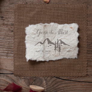 Rustic Mountains Wedding Monogram Rubber Stamp