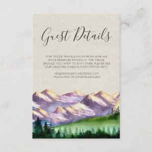 Rustic Moutain Wedding Guest Details Card