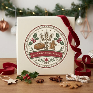 Rustic Mrs Claus Gingerbread Cookie Bakery Artisan Classic Round Sticker