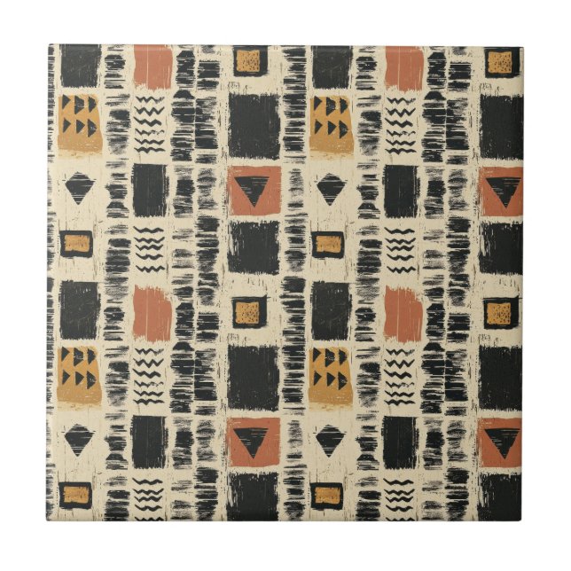 Rustic Mudcloth Geometric Pattern (3) Tile (Front)