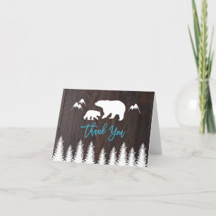 Rustic Mum and Baby Bear Baby Shower Thank You Card