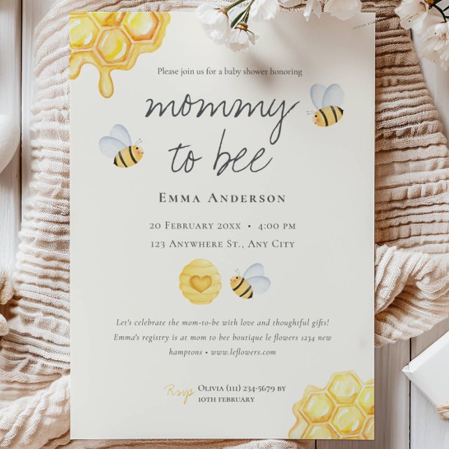 Rustic Mummy to bee Baby Shower Invitation (Creator Uploaded)