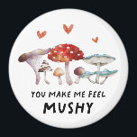 Rustic Mushroom Make Me Feel Mushy Magnet<br><div class="desc">Funny magnet design featuring watercolor illustration of mushrooms with a text that says "you make me feel mushy"</div>