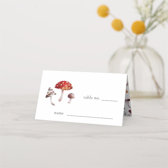 Rustic Mushroom Wedding Table Number Place Card (Front)